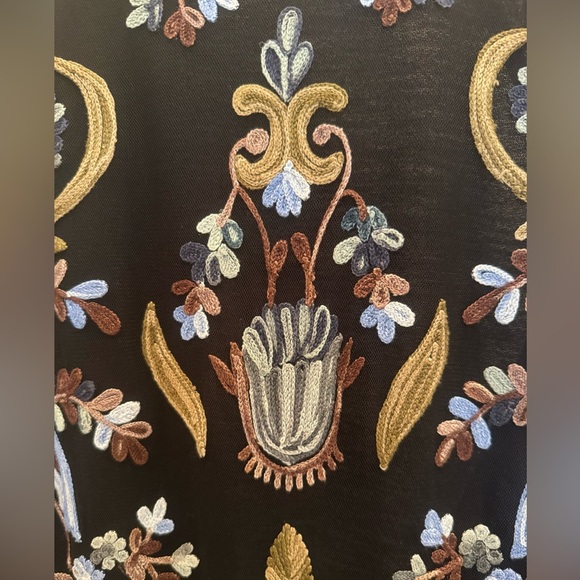 Free People Size-8 Black Minidress in black mesh w embroidery & sexy open back - Picture 4 of 9